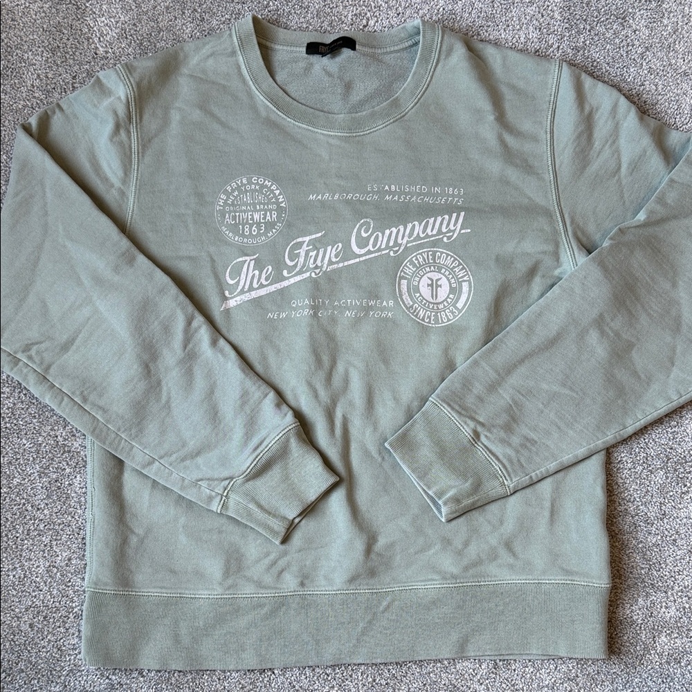 Frye Sage Green Crewneck Sweatshirt | 100% Cotton | Size Large